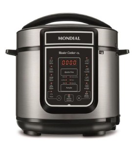 Panela De Pressão Elétrica Digital Mondial 5 Litros Master Cooker Preto E Inox Pe-38 - 220 Volts