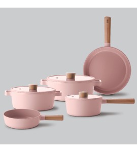 Conjunto De Panelas - Indução, Neoflam, Fika, Cor Rosa, Aluminio Injetado Com Revestimento Cerâmico Interno & Externo