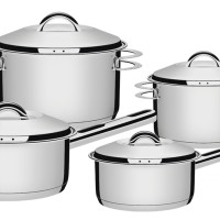 Jogo De Panelas Solar Em Aco Inox Com Fundo Triplo 4 Pecas Tramontina