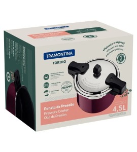 Panela De Pressao 20cm 4 5l Tramontina Torino Vermelho Framboesa Aluminio Com Revestimento Ceramico 20558/920