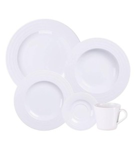 Aparelho De Jantar Porcelana Branca Tramontina Vibrare 20 Peças Pratos Xícaras Pires